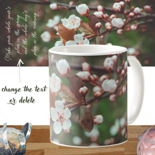 Plum Tree Branches with White Flowers Coffee Mug