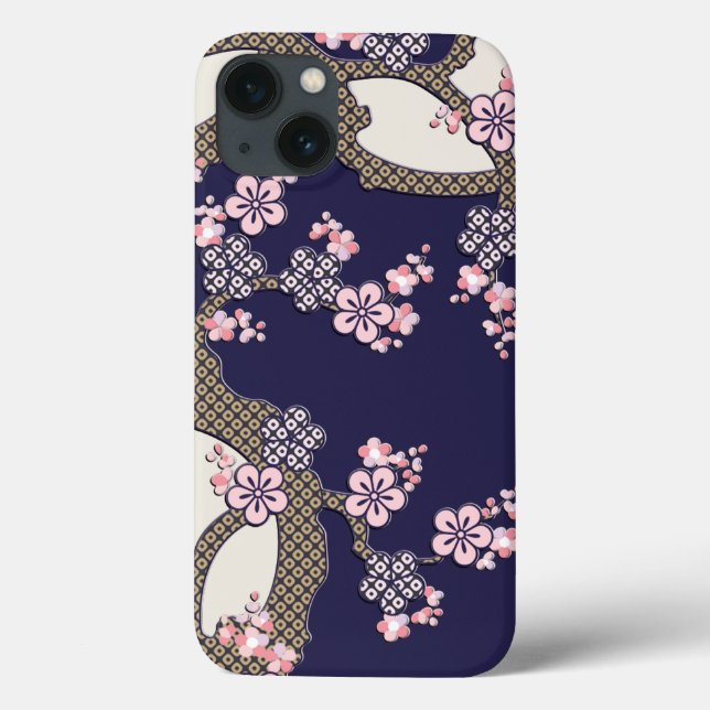 Plum tree flowers traditional japanese textile Case-Mate iPhone case (Back)