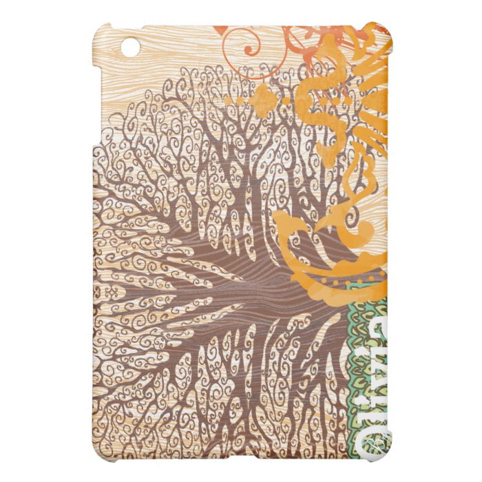 Plum Tree Swirl Grunge Damask iPad Cover
