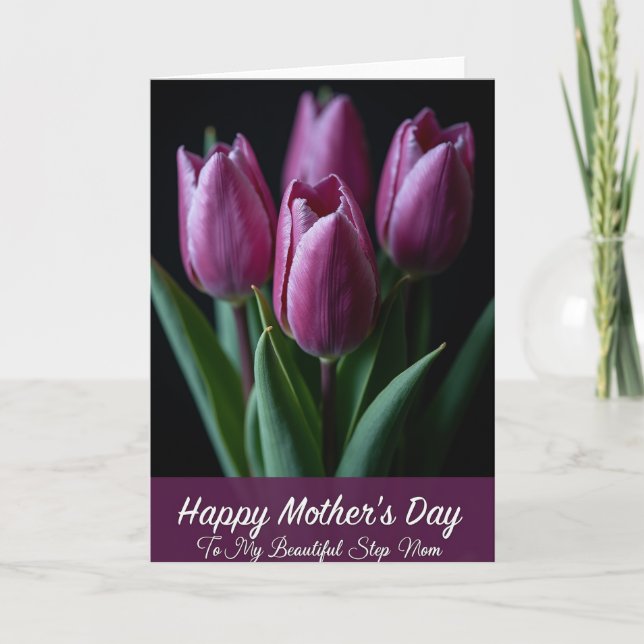 Plum Tulip Mothers Day Card (Front)