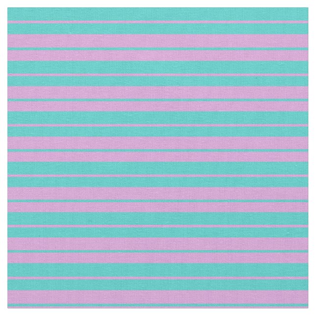 Plum & Turquoise Colored Stripes/Lines Pattern Fabric (Close Up)