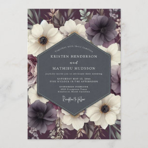 Plum Twilight Anemone Wedding Invitation