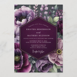 Plum Twilight Bloom Wedding Invitation
