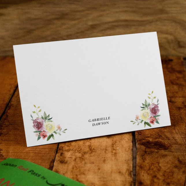 Plum Vanilla  Floral Personalized Note Cards (Creator Uploaded)