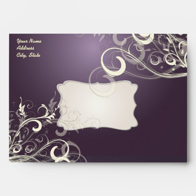 Plum Vanilla Swirls, 5.25x7.25 Envelope (Front)