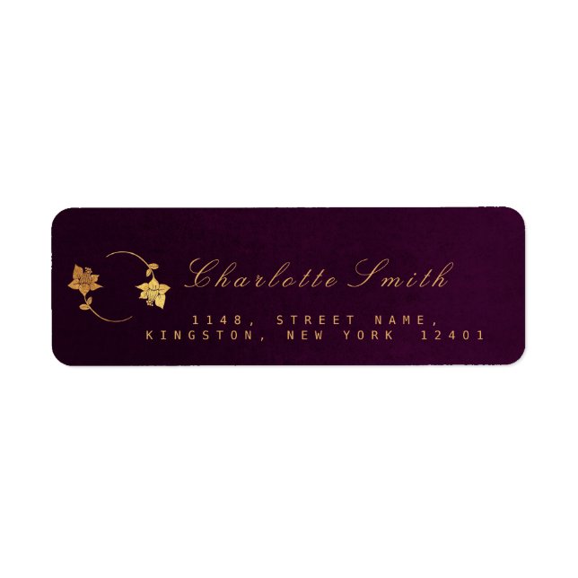 Plum Velvet Golden Foil Return Address Labels (Front)