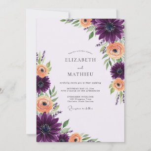 Plum Vibrant Floral Wedding Invitation