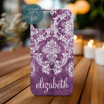 Plum Vintage Damask Pattern and Name Case-Mate Samsung Galaxy S9 Case<br><div class="desc">A vintage pattern with a trendy design with jewel tone colors and elegance. Items are easier to customize when you replace all text and photos first. If your art still needs to be adjusted, click on the Customize This button. This will take you to a design area where you can...</div>