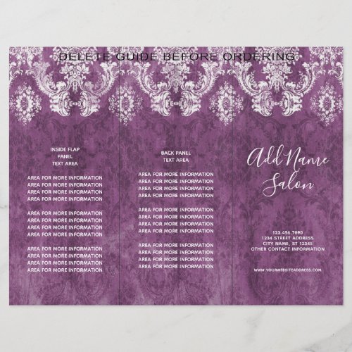 Plum Vintage Damask Pattern with Grungy Finish Flyer
