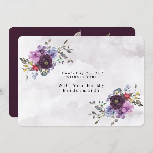 Plum Violet Chic Peony Will You Be My Bridesmaid Invitation