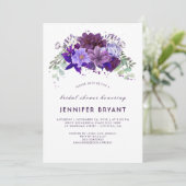 Plum Violet Purple Floral Elegant Bridal Shower Invitation (Standing Front)