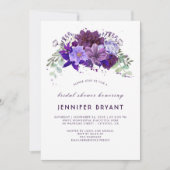 Plum Violet Purple Floral Elegant Bridal Shower Invitation (Front)