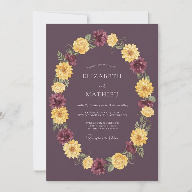 Plum Vivid Autumnal Wedding Invitation (Front)