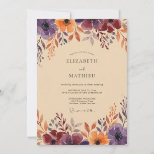 Plum Warm Woodland Wedding Invitation