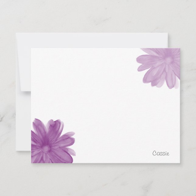 Plum Watercolor Flowers Note Card (Front)