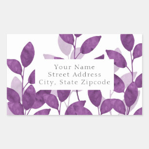 Plum Watercolor Leaves labels
