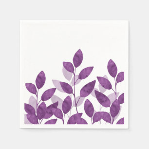 Plum Watercolor Leaves Napkins
