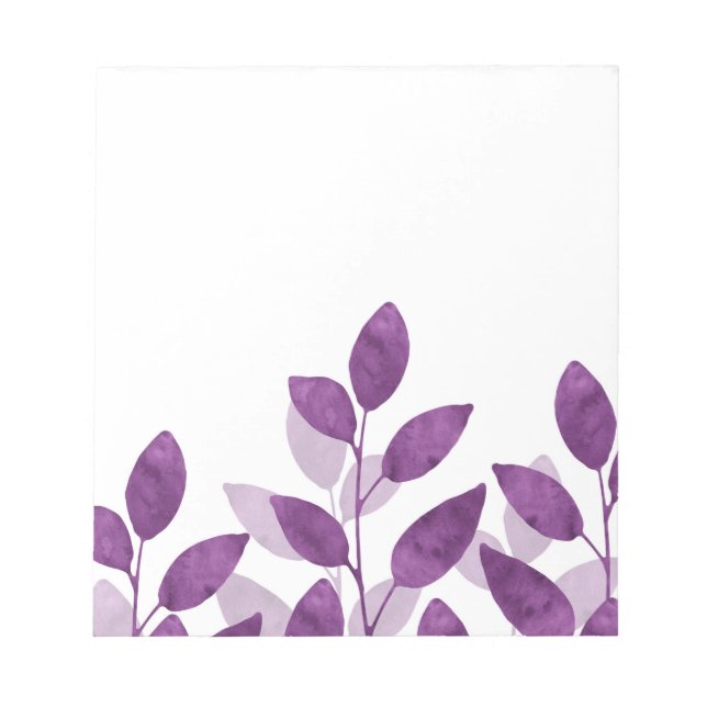 Plum Watercolor Leaves Notepad (Front)