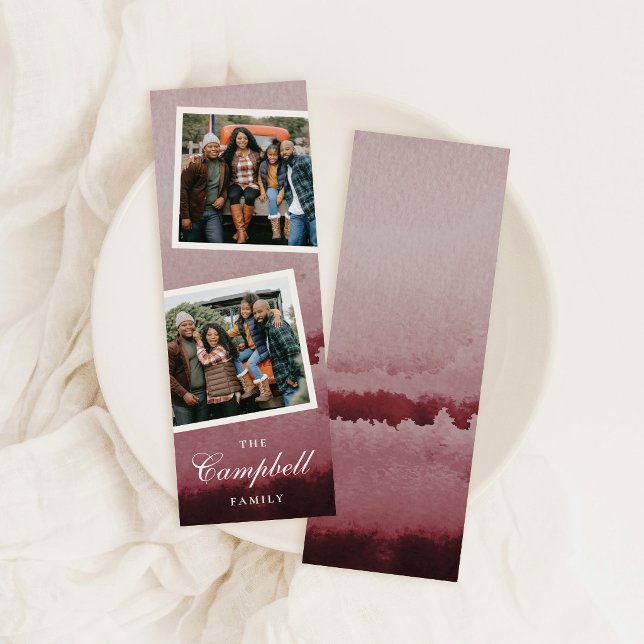 Plum Watercolor Ombre Multi Photo Script Bookmark (Creator Uploaded)