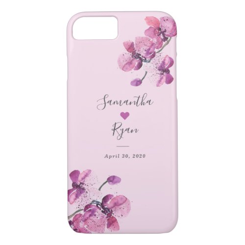 Plum Watercolor Orchid Wedding Keepsake Case_Mate  iPhone 87 Case