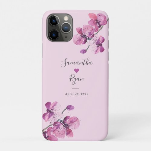 Plum Watercolor Orchid Wedding Keepsake Case_Mate iPhone 11 Pro Case