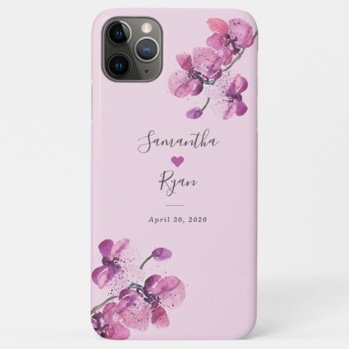 Plum Watercolor Orchid Wedding Keepsake iPhone 11 Pro Max Case