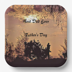 Plum Watercolor Sunset Scenery Trees Best Dad Ever Paper Plates