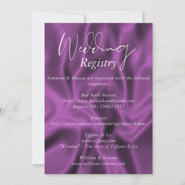 Plum Wedding Registry Invitation (Front)