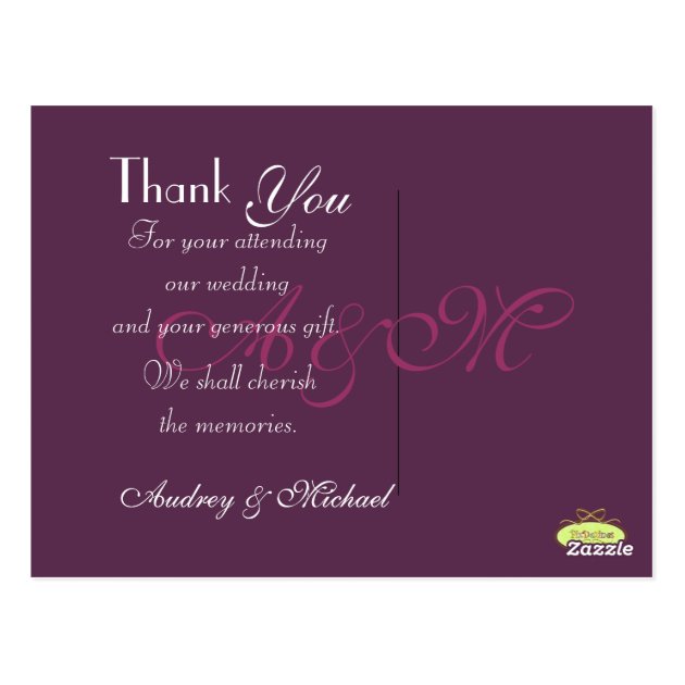 Plum/Wedding/Thank You Postcards