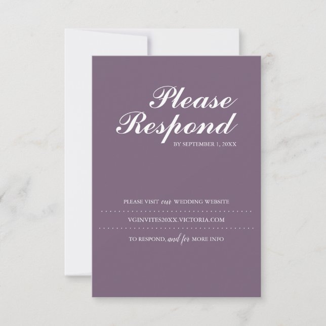 Plum Wedding Website Insert RSVP Card (Front)