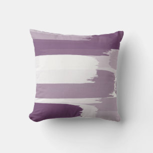 Plum White Brushstrokes Throw Pillow