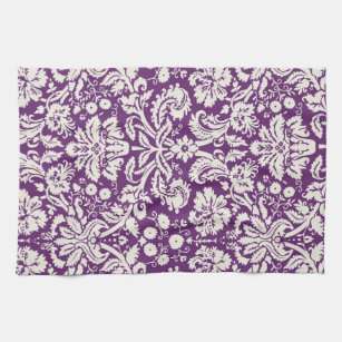 Plum Kitchen Towels Zazzle Plum White Damask Pattern Towel