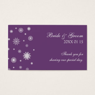 Plum White Snowflakes Winter Wedding Favor Tags