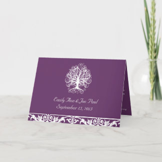 Plum & White Swirl Tree Wedding Invitation- Invitation