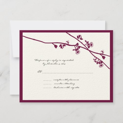 Plum Wild Flower Branches Wedding RSVP