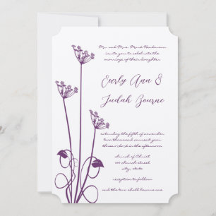 Plum Wild Flower Swirl Wedding Invitation