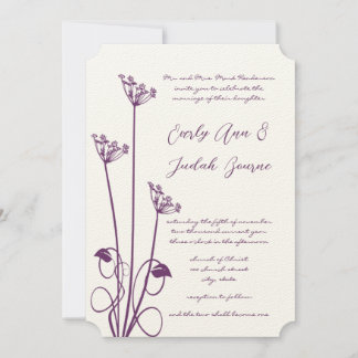 Plum Wild Flower Swirl Wedding Invitation