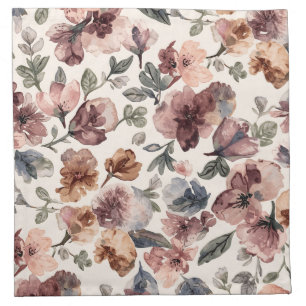 Plum Wildflower Watercolor Moody Botanical Garden Cloth Napkin