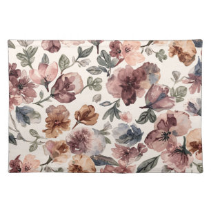 Plum Wildflower Watercolor Moody Botanical Garden Cloth Placemat