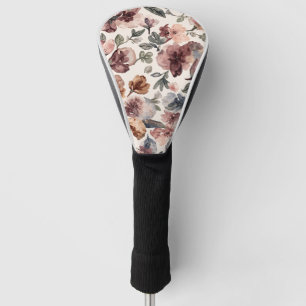 Plum Wildflower Watercolor Moody Botanical Garden Golf Head Cover
