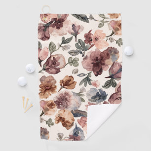 Plum Wildflower Watercolor Moody Botanical Garden Golf Towel