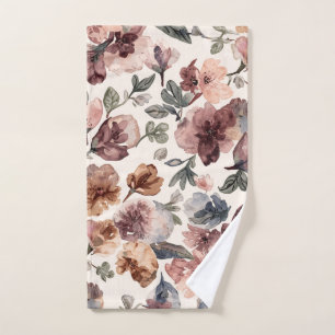 Plum Wildflower Watercolor Moody Botanical Garden Hand Towel
