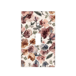 Plum Wildflower Watercolor Moody Botanical Garden Light Switch Cover