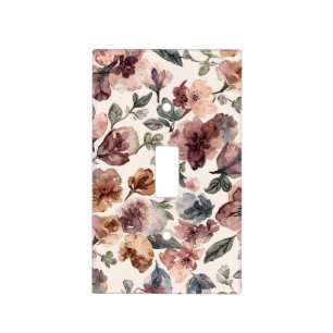 Plum Wildflower Watercolor Moody Botanical Garden Light Switch Cover
