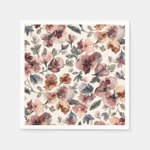 Plum Wildflower Watercolor Moody Botanical Garden Napkins