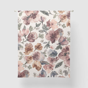 Plum Wildflower Watercolor Moody Botanical Garden Sheer Curtains