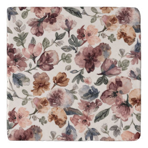 Plum Wildflower Watercolor Moody Botanical Garden Trivet