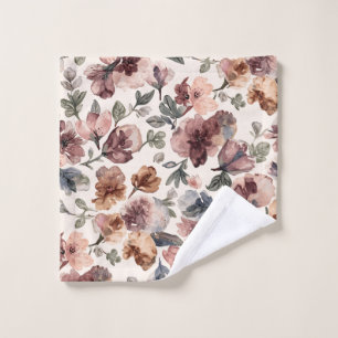 Plum Wildflower Watercolor Moody Botanical Garden Wash Cloth