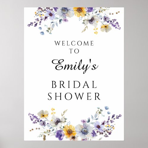 Plum Wildflowers Bridal Shower Welcome Sign