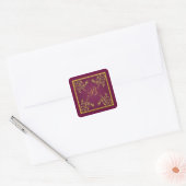Plum Wine and Gold Floral Damask Monogram Sticker (Envelope)